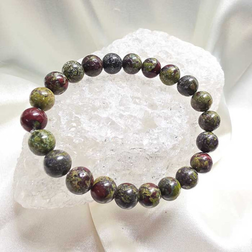 Piedra sangre de dragón brazalete bola 8mm. Fuerza y vitalidad.