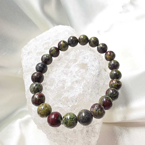 Piedra sangre de dragón brazalete bola 8mm. Fuerza y vitalidad.