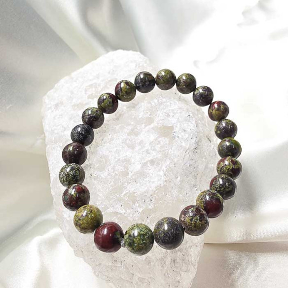 Piedra sangre de dragón brazalete bola 8mm. Fuerza y vitalidad.