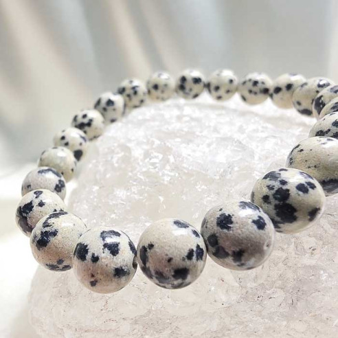 Jaspe dálmata brazalete bola 8mm. Contraste y energía.