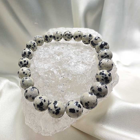 Jaspe dálmata brazalete bola 8mm. Contraste y energía.