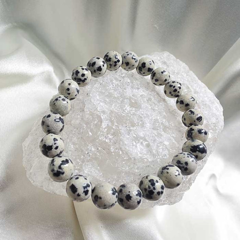 Jaspe dálmata brazalete bola 8mm. Contraste y energía.