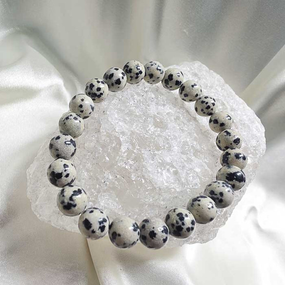 Jaspe dálmata brazalete bola 8mm. Contraste y energía.