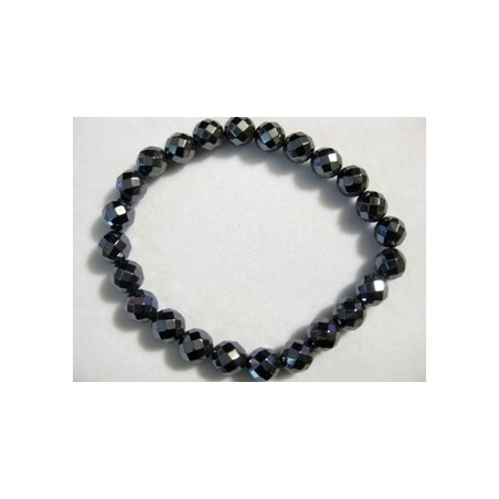 Pulsera hematite bola facetada 8mm