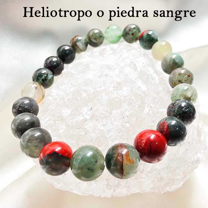 Brazalete heliotropo piedra sangre disponible en Cristalljoia Barcelona
