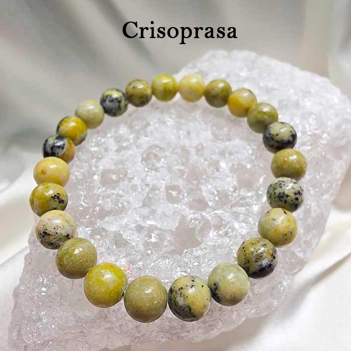 Brazalete crisoprasa disponible en Cristalljoia Barcelona