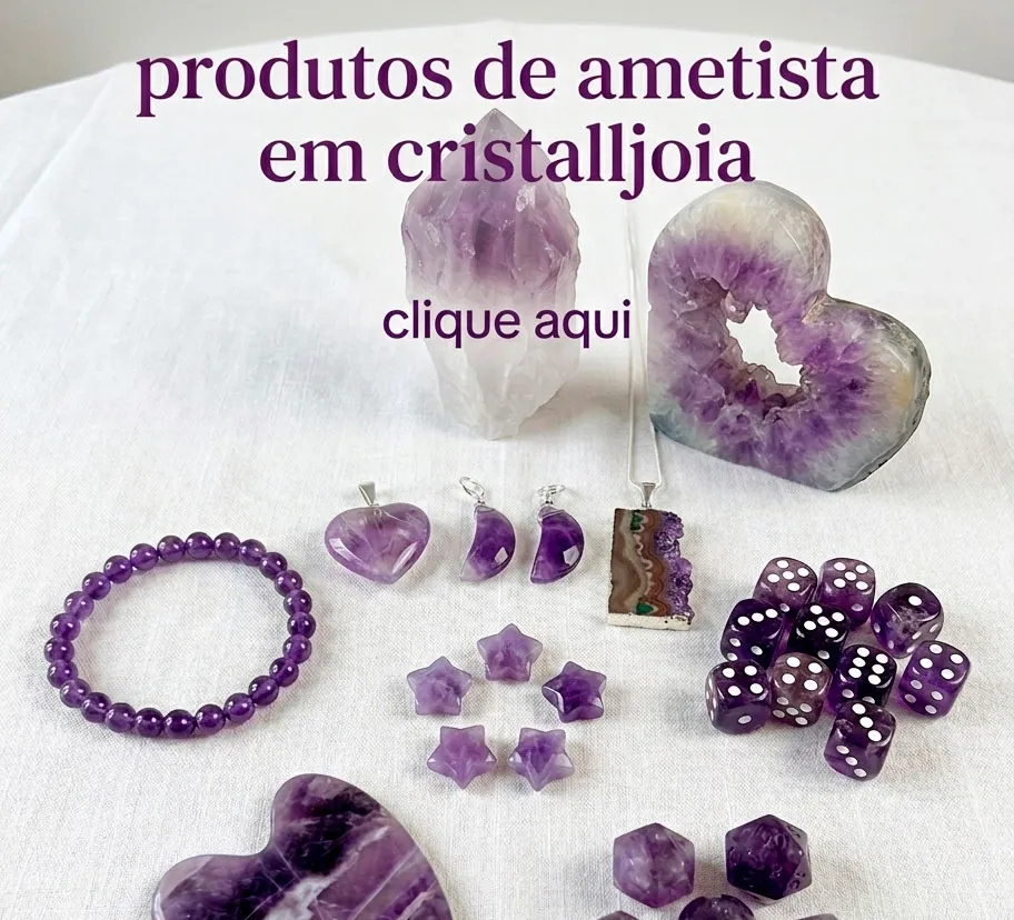 Produtos em pedra ametista natural na Cristalljoia Barcelona